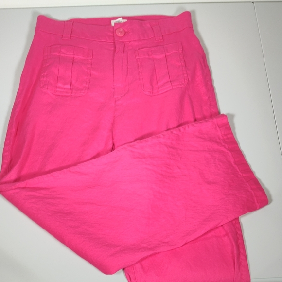 Nicole Miller pink linen blend high waist wide leg pants 10 - Picture 1 of 7